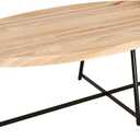 Modern Coffee Table, Oval Wood Coffee Tables Center Table with Metal Leg for Living Room, 47 Inch Living Room Table Accent Furniture (Oval Coffee Table, Nature-2)