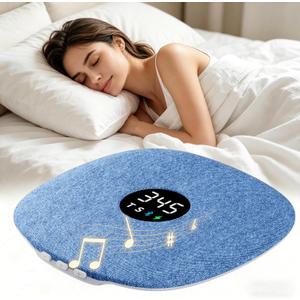 Bone Conduction Under Pillow Sleep Speaker,Ultra-Thin Wireless Bluetooth Mini Pillow Speaker with LED Display,TF Card,Auto-Off,Volume Control,Perfect for Side & Light Sleepers Bedside Listening-Blue