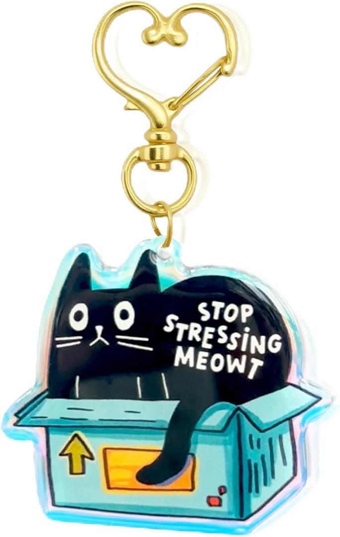 Funny Cat Keychain,Black Cats Bag Charms for Purse Handbag Key,Cat Gifts for Women Men,Cute Key Chain Accessories Car Keychain,Gift for Women Mom,Her,Wife,Daughter,Sister,Friends,Birthday (Black)