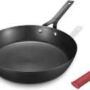 Carbon Steel Pan, 10 Inch Nonstick Frying Pan Skillet, Pre-Seasoned Carbon Steel Cookware with Removable Silicone Handle Holder, Indoor/Outdoor, Induction & Oven Safe
