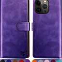 SUANPOT for iPhone 14 Pro 6.1" Wallet case with RFID Blocking Credit Card Holder,Flip Book PU Leather Protective Cover Women Men for Apple 14 Pro Phone case Purple