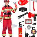 Spooktacular Creations Halloween 14PCS Firefighter Costume for Kids, Boys Fireman Costume with Toys Set for Toddler RolePlay