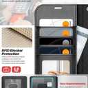 OCASE for iPhone Air Detachable Wallet Case with Card Holder, 2 in 1 PU Leather Flip Folio with RFID Blocking Stand Wrist Strap Shockproof Phone Cover 6.5 Inch 2025, Graphite