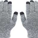 Heat Logic Unisex Thermal Soft Knitted Winter Gloves, Touch Screen Texting Cold Weather Warm Gloves for Men & Women (Grey)