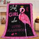 Just A Girl Who Loves Flamingos Blanket Cute Flamingo Decor Throw Blanket Gifts for Girls Boys Super Warm Soft Plush Fleece Flannel Winter Bedding Blanket for Kids Adults Women Men 50"X40"