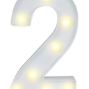 White 9×6" Number 2 With Lights