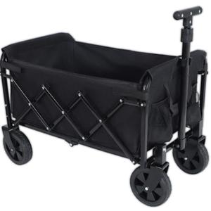 Collapsible Wagon Cart, Heavy Duty Folding Wagon with All Terrain Wheels, Utility Shopping Cart for Beach Garden Grocery Sports (Black), frame bent, back wheels can't slide into frame