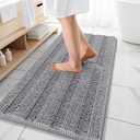 OLANLY Thick Bathroom Runner Rugs 47x20, Extra Absorbent Chenille Striped Bath Rugs, Rubber Backing, Machine Wash Dry, Long Bath Mats for Bathroom Floor, Tub and Shower, Home Decor Accessories, Grey