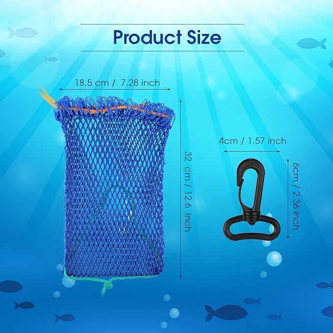 Skylety 2 Pieces Crab Trap Bait Bags Outdoor Sports Style with 3 Pieces Rubber Locker for Fishing Crab Traps Catch