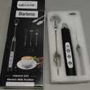 Milk Frother Handheld Rechargeable, Frother Wand Drink Mixer Electric Whisk for Coffee, Detachable With 3 Stainless Whisks, Hand Mixer for Lattes, Cappuccino, Matcha, Egg, No Stand,Black