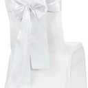 Obstal 50 PCS Satin Chair Sashes Bows for Wedding Reception- Universal Chair Cover Back Tie Supplies for Banquet, Party, Hotel Event Decorations