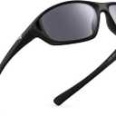 KastKing Dugan Polarized Sport Sunglasses for Men and Women, Ideal for Driving Fishing Cycling Running, UV Protection (Frame: Black/Lens: Smoke)