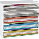 EMERIT Paper Organizer for Desk - 5 Tier File Storage, A4 Letter Tray, White Office Desk Organizer-Adjustable Shelf
