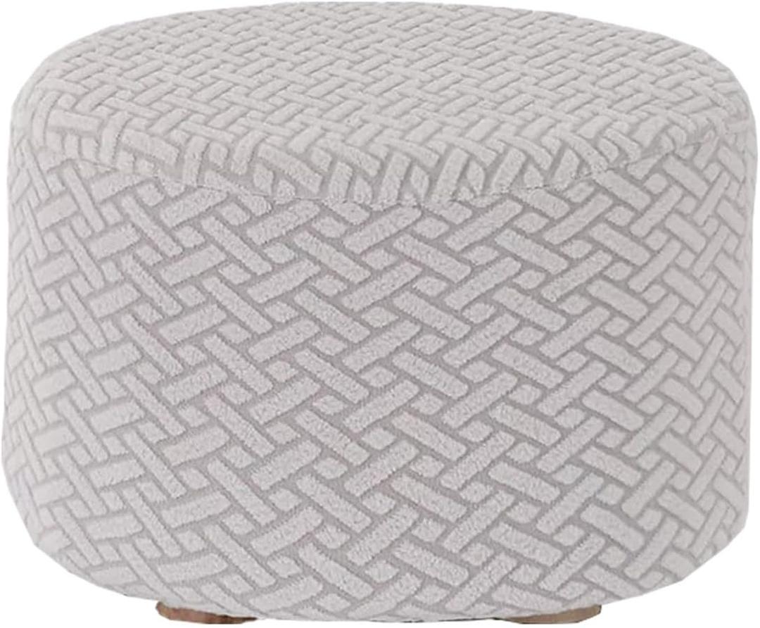 SZJIAHTM Stretch Jacquard Small Square Round Ottoman Seat Covers Slipcover Storage Ottoman Elastic Bottom Stool Cover Protector for Foot Rest Stool Furniture Living Room