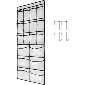 Extra Large Hanging Crystal Clear Over Door Shoe Organizers, Closet Shoe Organizer Shoe Rack Organizer Shoe Storage, 12+6Pockets, 4Hooks, white (59"x 21.6")