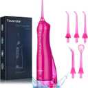 TOVENDOR Electric Water Dental Flosser Teeth Pick, Cordless Flossers Oral Irrigator IPX7 Waterproof 300ML Rechargeable Travel Water Teeth Cleaner with 5 Tips for Home Braces Care Gums Deep Cleaning (Rose Red)