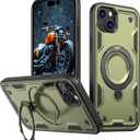 Kehewaa 360°Rotatable Magnetic Ring for iPhone 15 Case [Compatible with MagSafe] Build in Invisible Stand [Drop Protection] Shockproof Military-Grade Protection Anti-Fingerprint Anti-Scratch, Green