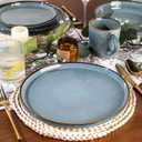 GBHOME Ceramic Dinnerware Sets for 6, 18 Pieces Stoneware Plates and Bowls Sets, Scratch Resistant Dishes, Dishwasher & Microwave Safe, Space Blue