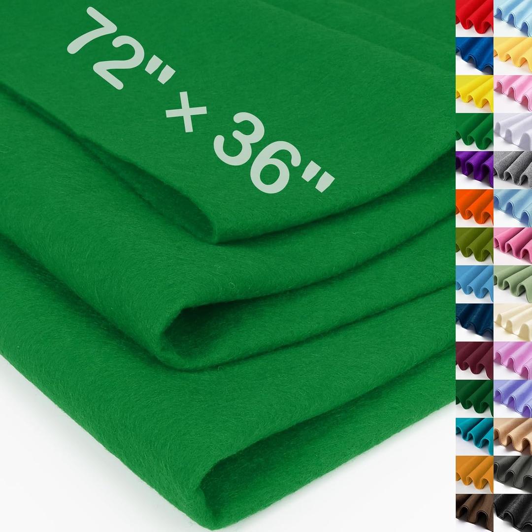 XSEINO Emerald Green Large Felt Fabric 72" X 36 "(2 Square Yards), 1.4 mm Thick Soft Felt Fabric Sheet for Crafts, Green Series Colors Soft Nonwoven Fabric, Fit for Decoration, Sewing, DIY Crafts