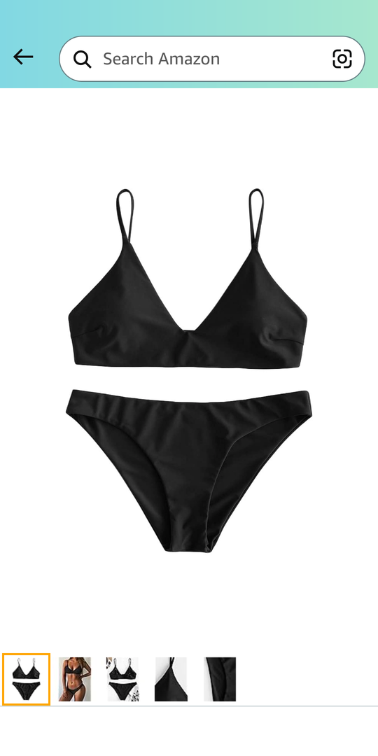 ZAFUL Women's Solid Spaghetti Strap Bralette Bikini Set Two Piece Swimsuit Large