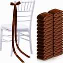 24 Pcs Velvet Wedding Aisle Chair Decor Ribbon Bow,Caramel