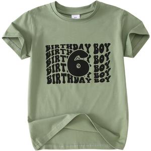 SOFEON Birthday Boy Shirt Toddler Boy 2nd 3rd 4th 5th 6th Birthday T-Shirt Kids 2-6 Years Old Birthday Gift Tees Party Top (Green)