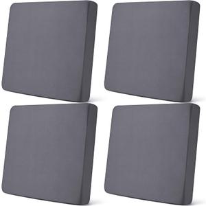 Newwiee Set of 4 Stretch Patio Cushion Covers Sofa Couch Seat Chair Slipcovers Cushion Cover Replacement Furniture Protector for Pets Washable(Dark Grey,Seat Cover,Solid)