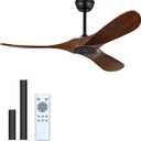 42 Inch Ceiling Fan Unlit, Solid Wood Ceiling Fan Unlit, with Remote Control, Reversible DC Motor, Indoor Bedroom Living Room Office Outdoor Patio Ceiling Fan (Dark Walnut)