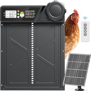Large Automatic Chicken Coop Door Solar Powered, Automatic Chicken Door Opener with Timer Modes, Intelligent Obstacle Sensors, Solar Chicken Coop Door Chickens, Ducks, and Geese, 14.2" H x 10.83" L