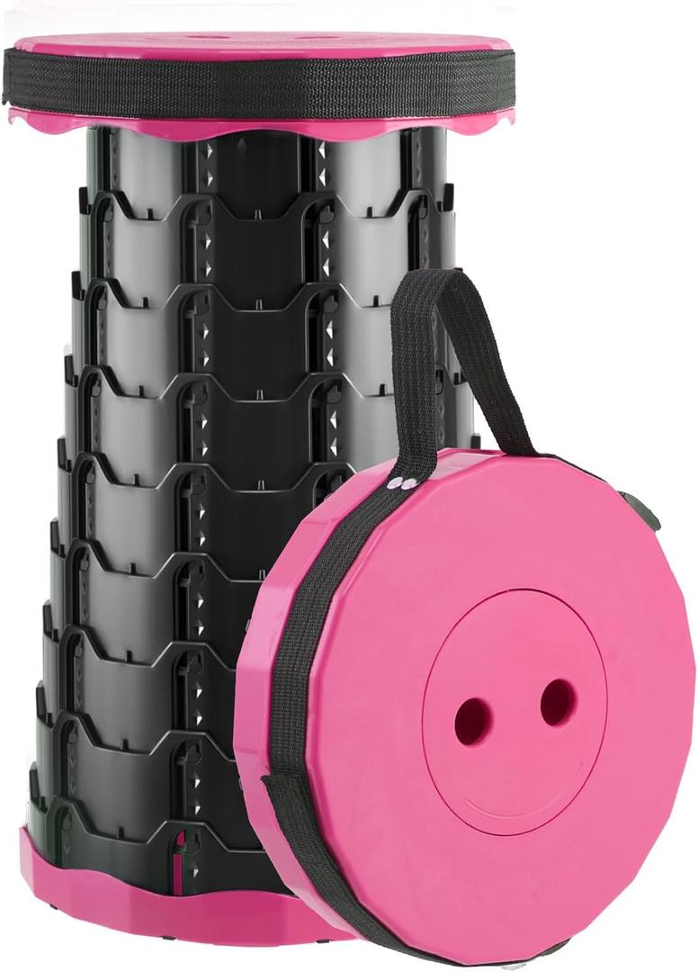 Upgraded Foldable Stool Thickened, Portable Collapsible Stool Retractable Stool for Fishing, Hiking Tours, BBQ, Parties, Outdoor ActivitiesPink