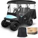 10L0L 4 Passenger Golf Cart Enclosure - 86" Roof Fit, Universal Golf Cart Cover for Yamaha Club Car EZGO,Waterproof 600D Rain Cover,Transparent Tail Light Panel,Foldable Door,4-Sided Clear Windows (black)