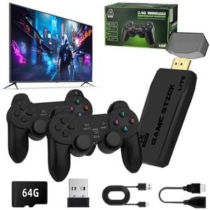 Wireless Retro Game Console, Retro Game Stick with Built-in 9 Emulators, 64GB,20,000+ Games, Plug and Play TV Video Gaming Stick with Dual 2.4G Wireless Controllers