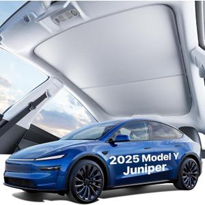 Tesla New Model Y Juniper Roof Sunshade (20252026) Double-Layer Heat Block Sunroof Shade Ice-Cooling Reflective Fabric 99% UV Protection Foldable with Storage Bag Tesla New Model Y Accessories