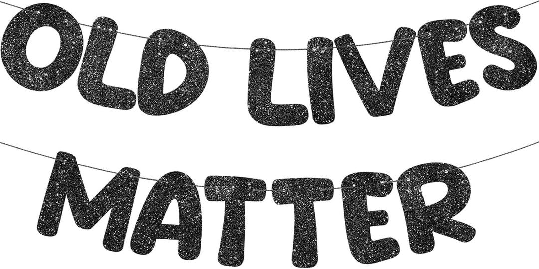 Fulmoon Pre Strung Banner 6.56 ft Funny Birthday Retirement Party Decorations 80th 70th 60th 50th Retirement Party Garland Bunting Decorations for Men Women(Glitter Black)