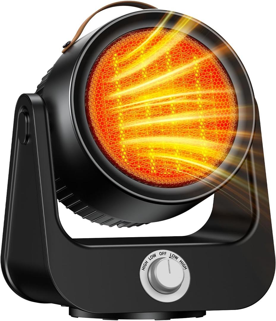 1500W PTC Ceramic Outdoor Electric Heater, 250Sq.ft 1S Heating, 4 Modes, 100° Vertical & Horizontal 3D Swing Patio Heaters for Outdoor Use, Tip-over&Overheat Table Top Heaters for Indoor Use Garage