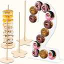 5 Pcs Donut Stand Set, Doughnut Party Supplies Include 1 Pc Digit Donut Wall Display Stand, 4 Pcs Doughnut Wall, for Birthday Wedding Baby Shower Party (White number 2)