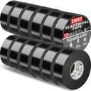 SWRT 12 Pack UL/CSA Listed Black Electrical Tape 7 mils -600V, 0.75 in x 66 FT Electric Tape Flame Retardant, Strong Adhesive, for Home DIY Electrical Repairs Professional Installations