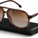 livho Trendy Polarized Aviator Sunglasses Women Men, Retro Sun Glasses for Women Men 2025, Oversized UV Protection Shades (Dark Brown Tortoise/ Brown)