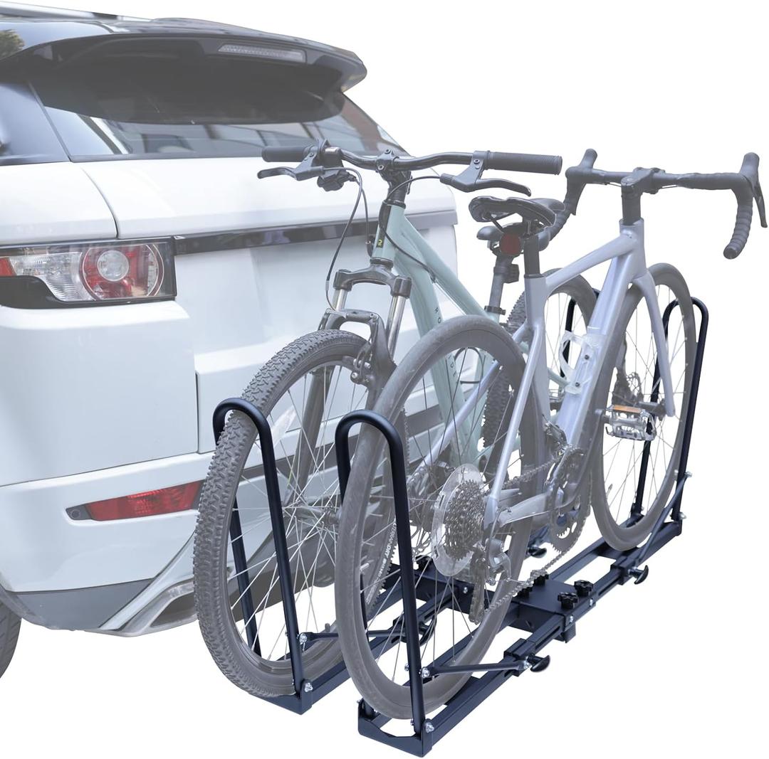 Hitch Bike Rack for 2 Bikes, 100 lb Capacity, Tilts for Easy Trunk Access, Fits 21–28" Wheels and Tires up to 3" Wide, Double-Arm 2 Bike Rack Hitch for Mount Cars SUVs Trucks with 2 Inch Receiver
