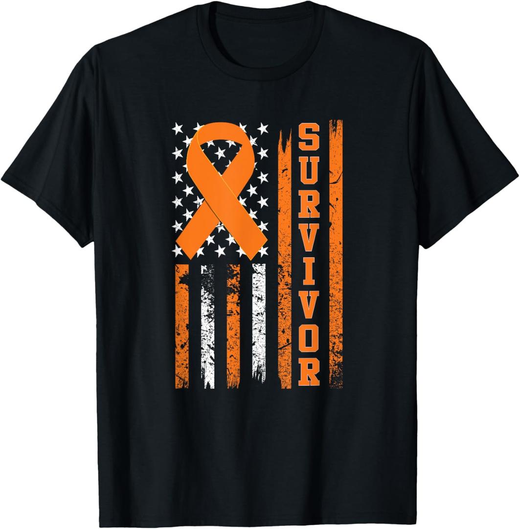 Leukemia Survivor T-Shirt - Bold Orange Ribbon Shirt T-Shirt M 