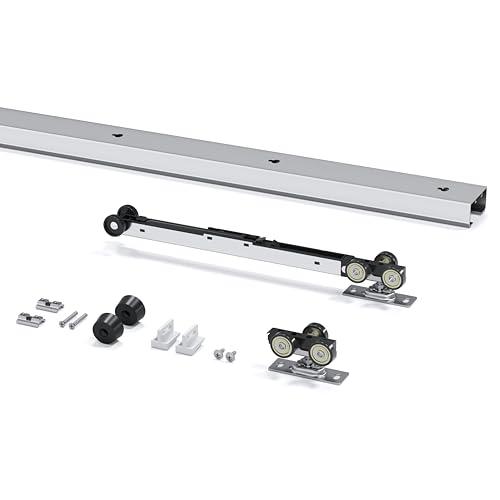 EaseLife 4FT/48in Sliding Pocket Door Hardware Kit Soft Close Mechanism, Aluminum Box Rail Kit,Slide Smoothly Quietly,Easy Install,No Door (44.5" Track Kit for 23"~24" Wide Single Door)