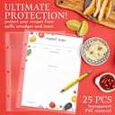 Recipe Binder, 3 Ring Recipe Book with dividers, Plastic Sleeves and Pages, Kitchen Conversions Inside, Modern Black Design with Vegetables, Gift for Home Cooks and Chefs