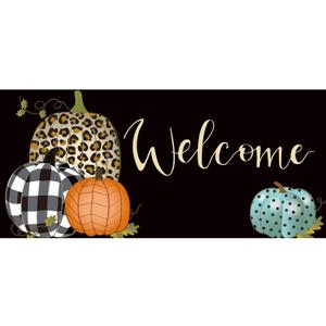 Evergreen Flag Sassafras Mixed Print Pumpkins Interchangeable Entrance Doormat | Indoor and Outdoor | 22-inches x 10-inches | Non-Slip Backing | All-Season | Low Profile | Home Decor