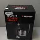 Mueller 12-Cup Drip Coffee Maker - Borosilicate Carafe, Auto-Off, Reusable Filter, Anti-Drip, Keep-Warm Function, Clear Water Level Window Coffee Machine, Kitchen Essentials & Accessories (Black)