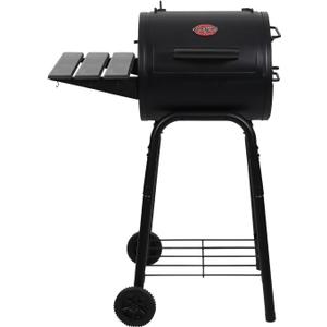 Char-Griller Patio Pro Charcoal Grill and Smoker with Cast Iron Grates, Premium Metal Shelf and Damper Control, 250 Cooking Square Inches in Black, Model 1616