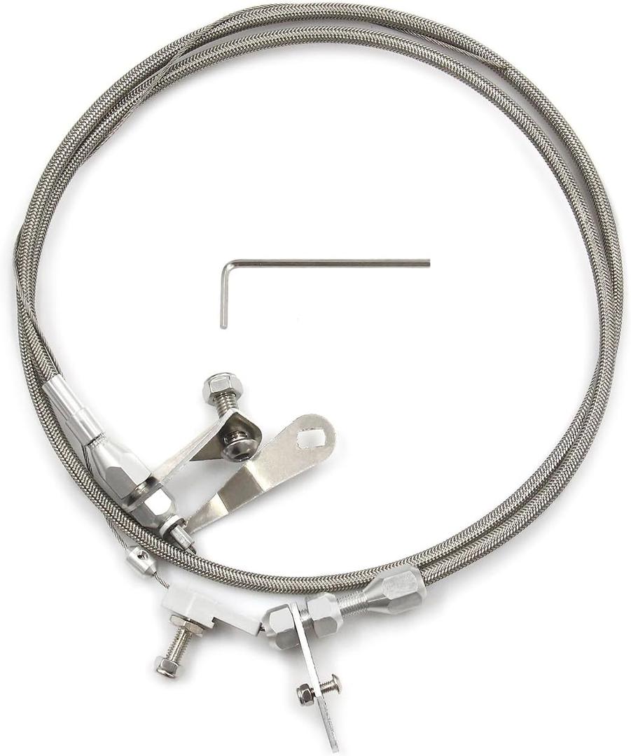 Stainless Braided Transmission Detent Kickdown Trans Wiring Kit For FORD C6 C-6 Transmission Kick Down Cable Kit