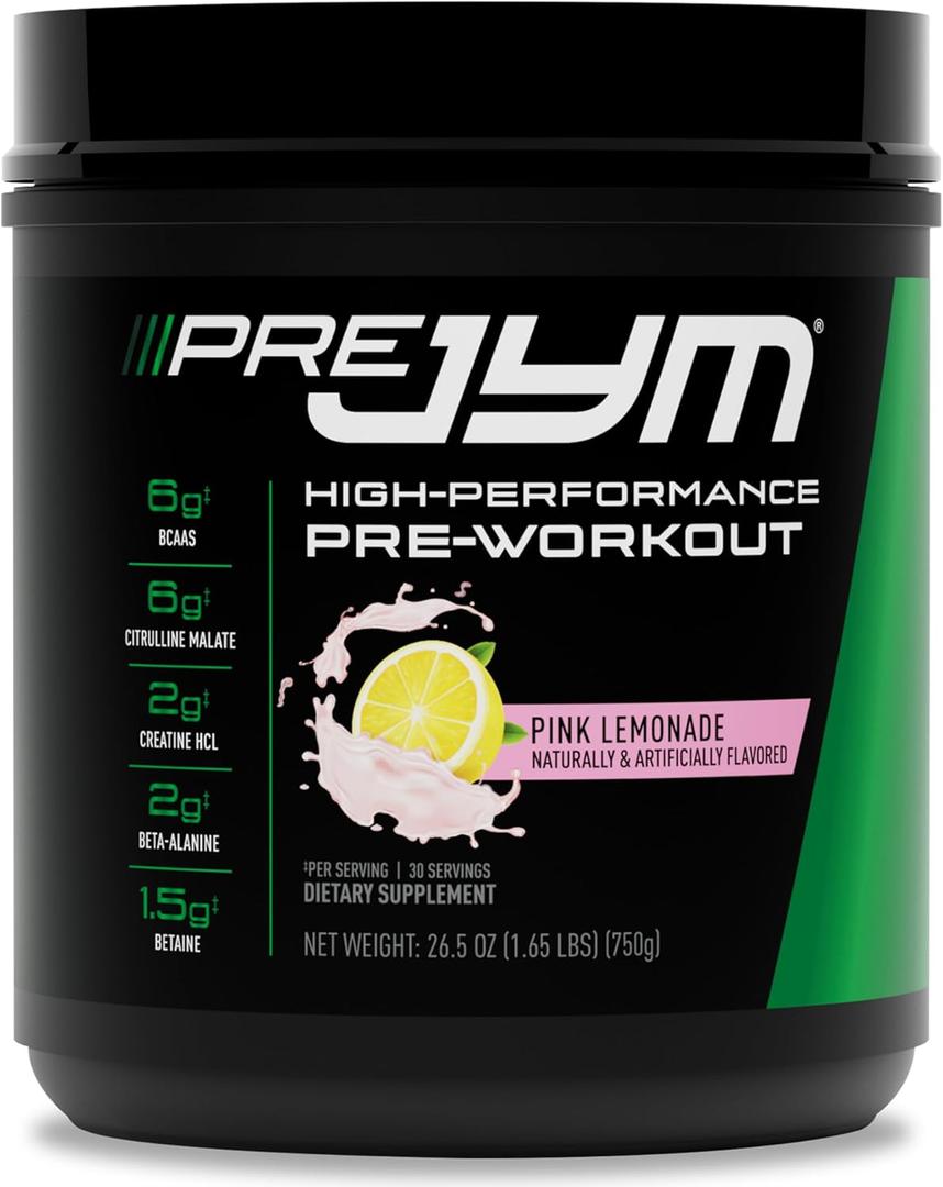 JYM Supplement Science Pre JYM Pink Lemonade Pre Workout Powder for Men & Women, BCAAs, Nootropics, Creatine HCI, Citrulline, Beta-Alanine, Betaine, Taurine, Huperzine, 30 Servings (EXP 07/17/27)