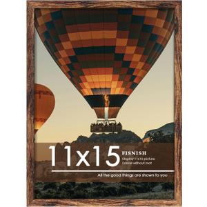 11x15 Picture Frame Brown, Classic Poster Frame for Horizontal or Vertical Wall Mounting, 1 Pack