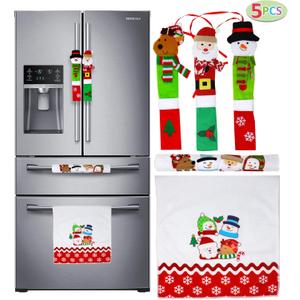 JOYIN 5 Pieces Christmas Kitchen Appliance Handle Covers for Kitchen Refrigerator Microwave Oven Dishwasher Decoration, Xmas Indoor Dcor, Party Favor Supplies.