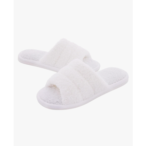 shevalues Open Toe Slippers for Women Memory Foam Slip On House Slippers, White 290, 11-12 Women/ 9.5-10.5 Men